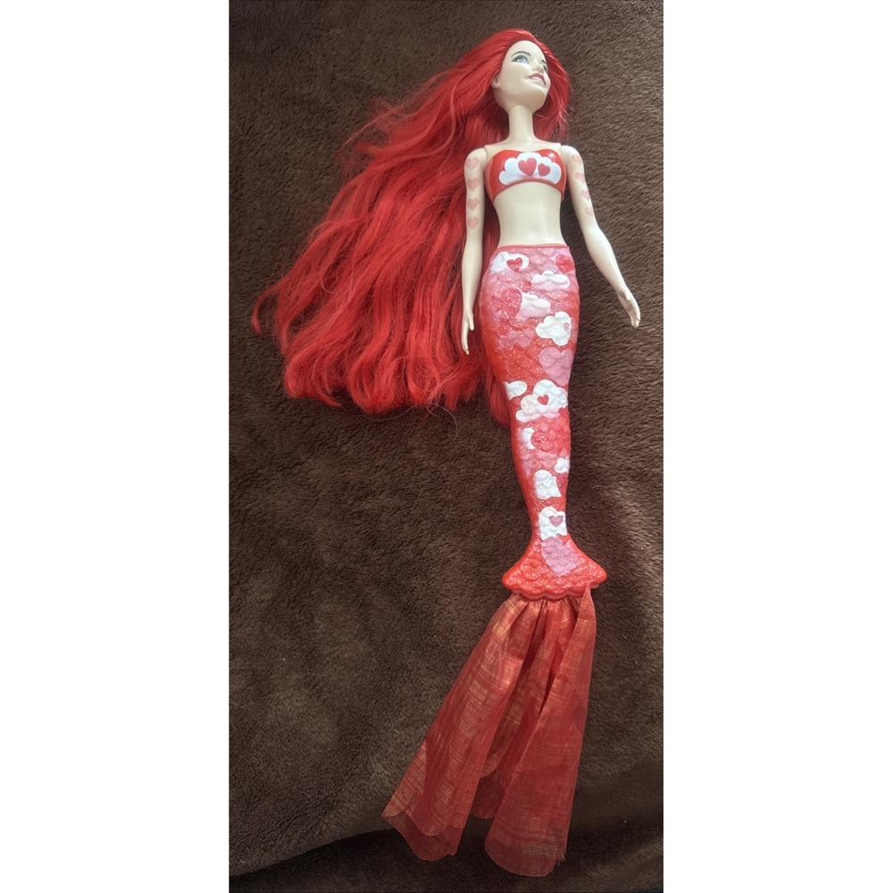 Barbie 2011 Color Reveal Mermaid Tattooed Red Hearts 12in doll 5in tail Mattel